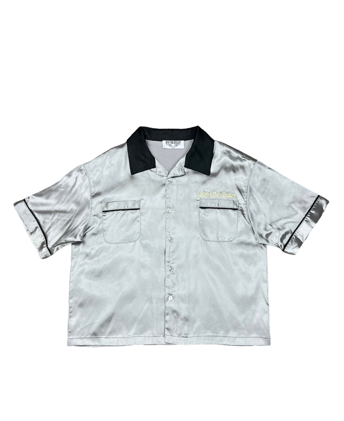 SILVER SATIN GUNSLINGERS BOWLING SHIRT