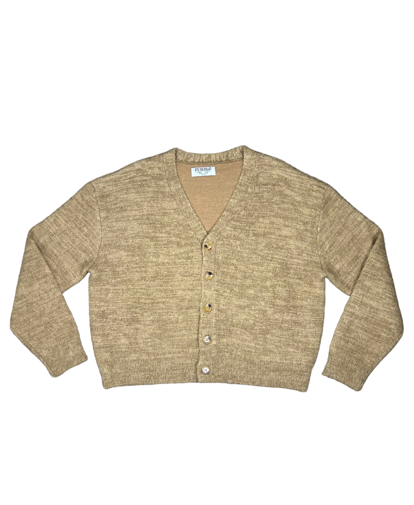CAMEL BROWN MOHAIR CARDIGAN
