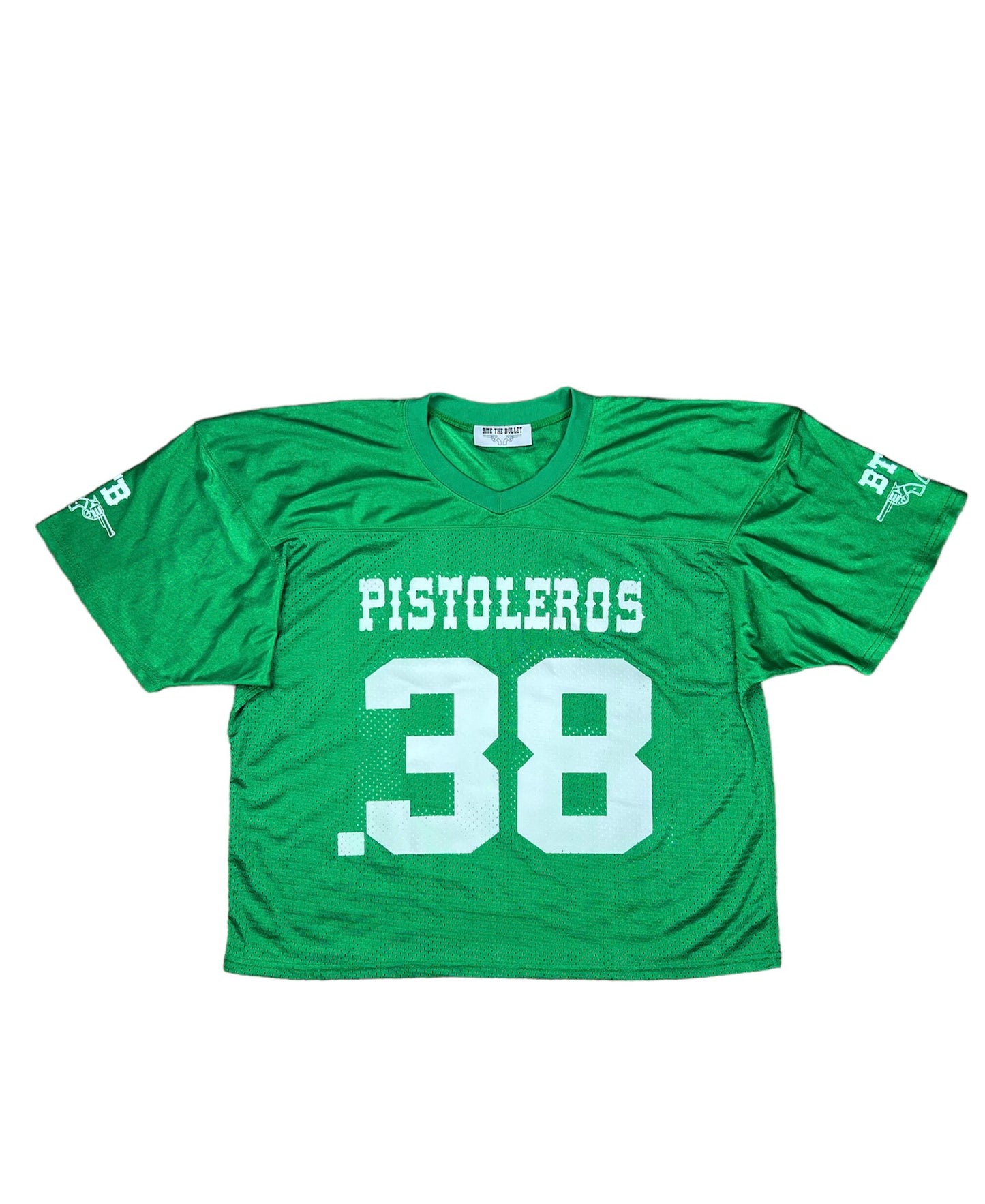 KELLY GREEN .38 PISTOLEROS FOOTBALL JERSEY