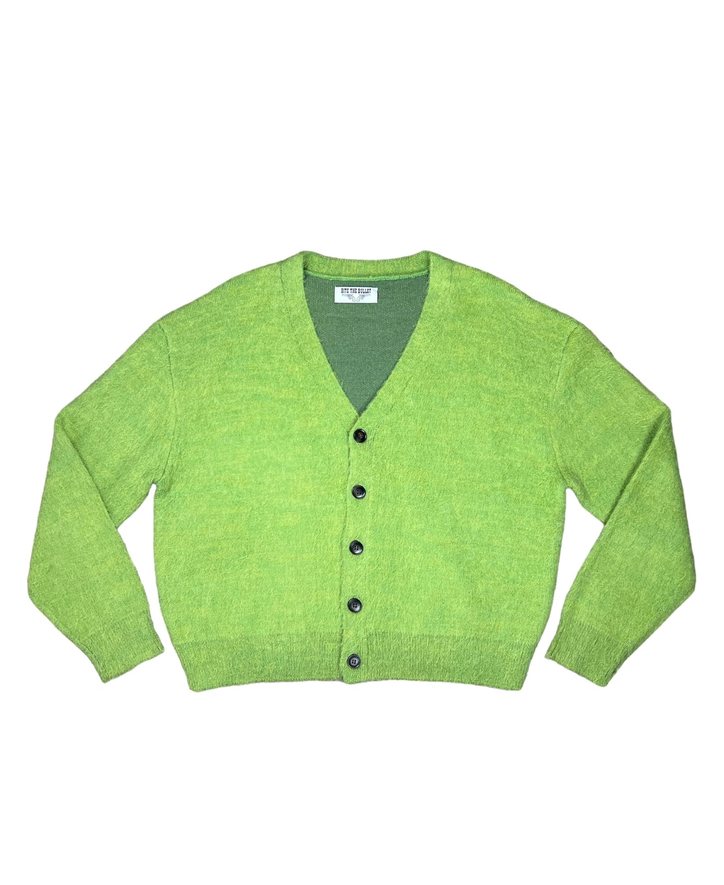 PISTACHIO GREEN MOHAIR CARDIGAN