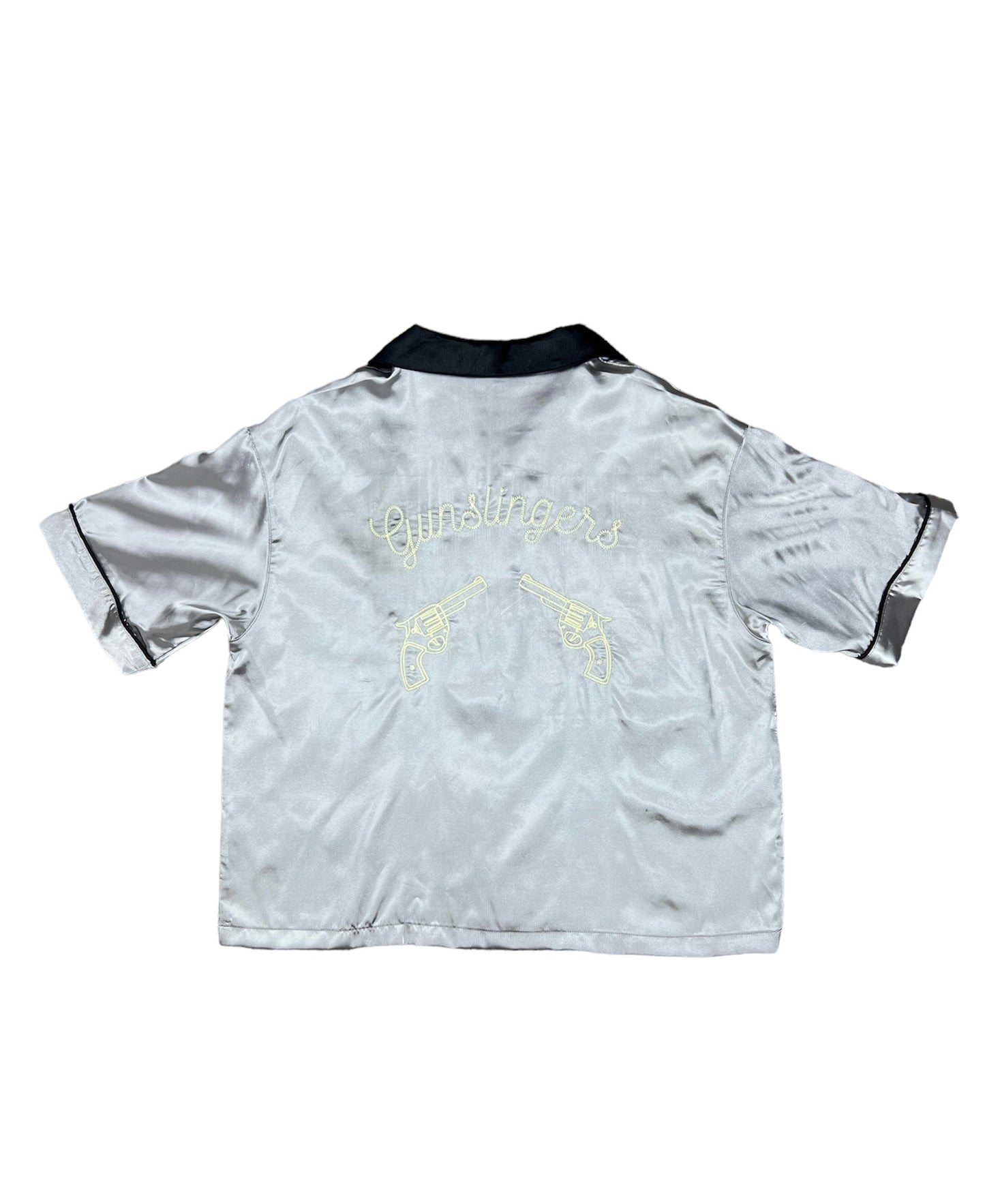 SILVER SATIN GUNSLINGERS BOWLING SHIRT